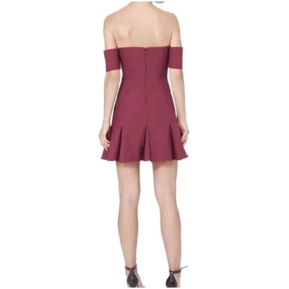 Cinq a Sept Burgundy Off Shoulder Mini Dress - Picture 2 of 4